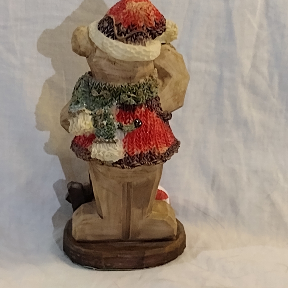Festive Bear Figurine with Red and Brown Accents - Picture 3 of 7